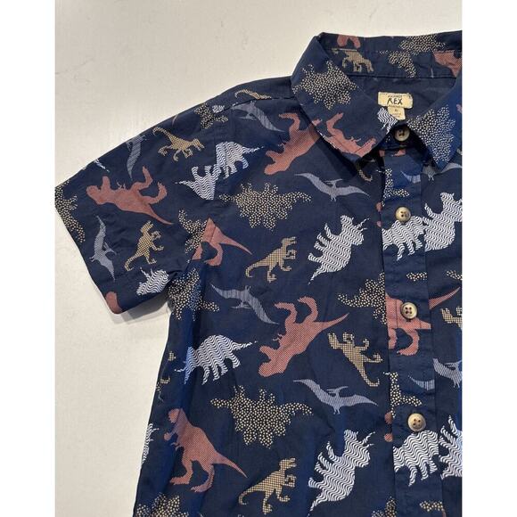 Maximus Rex Size 6 Dinosaur Print Button Front Shirt 100% Cotton Short Sleeve - Picture 4 of 6